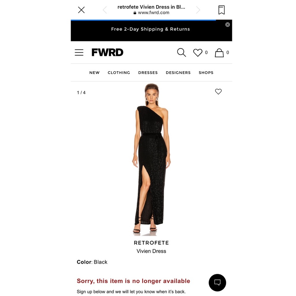Retrofete Vivien Dress - Black WORN ONCE